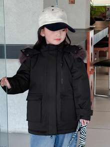 Dazy Kids 女童棉衣，小女孩秋装 - 黑色 - 查看 6