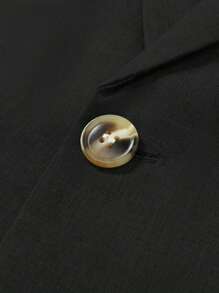 Calvornis 男士休闲商务两件套西装，纯色西装套装夹克和裤子，简约时尚休闲日常穿着婚礼西装舞会西装男士，适合情人节周年纪念日等场合，是送给男朋友或丈夫的绝佳礼物，老钱风格 - 黑色 - 查看 5