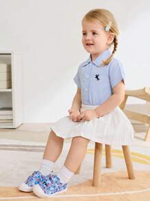 Cozy Pixies 1 Đôi Giày Thể Thao Đế Bằng Vải Canvas Màu Xanh Cho Bé Trai Thời Trang Dễ Thương Thoải Mái Thoáng Khí Thường Ngày, Phù Hợp Với Mọi Mùa Mặc Hàng Ngày - Nhiều màu - Xem 3