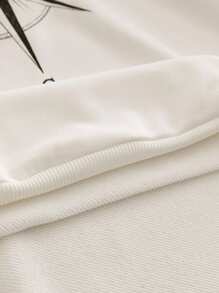 Manfinity NXTstreet 男士休闲日常度假指南针插画印花连帽衫卫衣白色图案连帽衫图案连帽衫山地图案连帽衫指南针图案连帽衫连帽衫街头服饰，适合秋冬