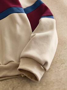 Manfinity NXTstreet Men's Casual Patchwork Letter Embroidered Round Neck Pullover Suitable For Daily Use, For Fall Winter - Multicolor - View 4