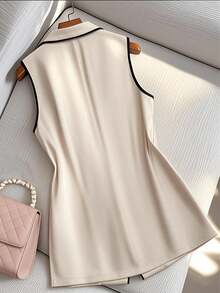 GlowEve CURVE Women's Contrast Trim Suit Vest Jacket Winter Fall Autumn - Multicolor - View 2