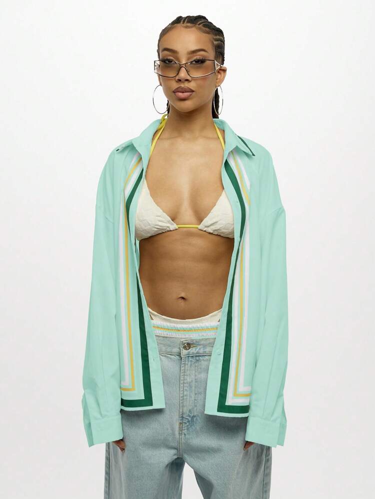 SUMWON WOMEN Long Sleeve Resort Shirt With Citrus Print