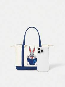 LOONEY TUNES X SHEIN Colorblock Cartoon Pattern Cute Top Handle Bag - Multicolor - View 4