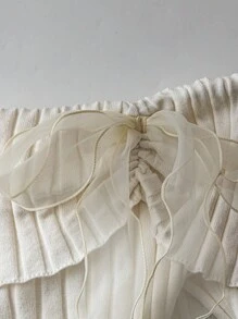 SHEIN Clasi Áo len dệt kim bướm hở vai tối giản gợi cảm cỡ lớn - trắng - Xem 5