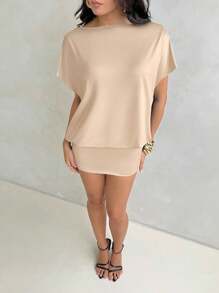 Aloruh Váy ngắn nữ hở lưng thanh lịch, dây buộc - Màu be - Xem 4