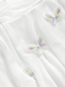 ROMWE Jupe asymétrique en maille avec décoration papillon pour femme - Blanc - Voir 3