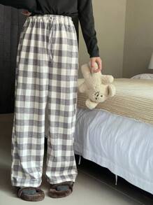 DAZY Tween Girls Casual Plaid Print Lounge Pants, For Everyday Wear Fall,Winter - Grey - View 1