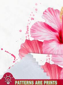 SHEIN EZwear Casual Minimalist Off Shoulder Ruched Fitted Top With Tropical Floral Print, Summer - Multicolor - View 3