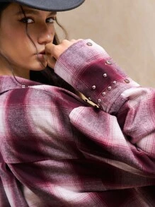 Easelle 红白格子串珠女式梭织衬衫 - 彩色 - 查看 9