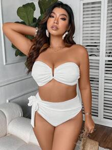 Swim SXY 大码纯色比基尼套装