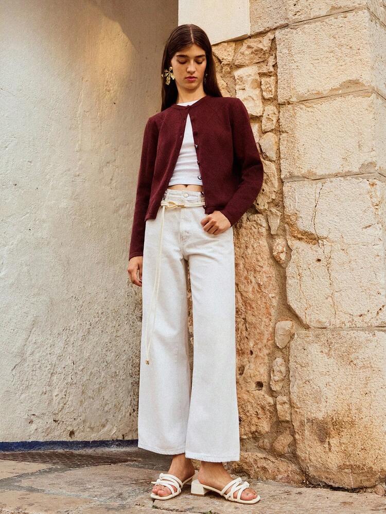 SHEIN Maija 여성 캐주얼 다용도 솔리드 컬러 아가일 가디건