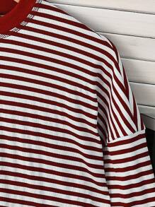 INAWLY 女士休闲条纹衬衫 - 紅白色 - 查看 6
