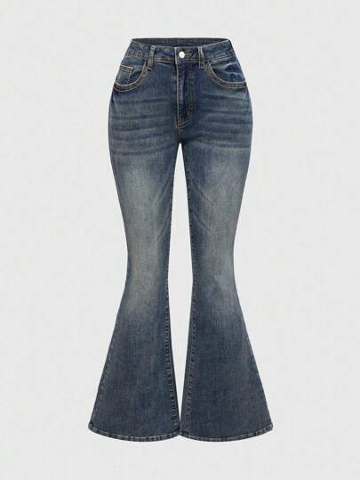 Grunge Punk Jeans skinny évasé taille basse pour femmes, style vintage lavé et délavé, idéal pour l'été, Pâques, les concerts, Nashville, les vacances