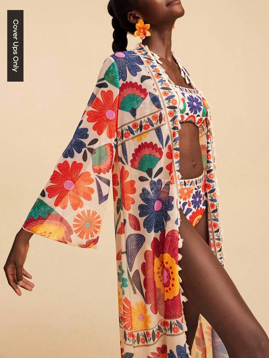 Travachic Women's Floral Print Beach Cover-Up, Cardigans For Women, New Year, Wedding Guest Outfits, Elegant Graduation, Luxury Prom, Casual Outfits, ,Pink,Pink Bikini,Casual,Vacation,Vacation Outfits Women,Vacation,Summer Holiday Outfits ,Holiday Outfits For Women,Holiday,Vacation Outfits For Women,Vacation Dress,Elegant,Going Out,Party,Beach,Beach Dress,Beach Shorts,Beach Dresses,Beach Outfits For Women,Beach Skirt,Beach Set,Beach Outfit,Beach Outfit For Women,Summer,Summer Clothes,Summer Holiday Outfits,Flower,Graphic,Carmaval,Carnival,Western,Festival,Spring To Summer,Red - Multicolor - View 1