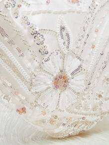 SHECARRY 休闲时尚亮片装饰简约拉链设计女士单肩包 - 白色 - 查看 3