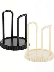 一黑一白，2 件塑料材质纸杯分配器，一次性纸杯储存器，浴室杯分配器，台面咖啡杯收纳盒，漱口水漱口杯架，可容纳 5 盎司纸杯 - 彩色 - 查看 8