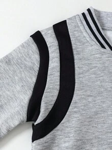 Genkimix Kids 1pc Young Boy Two-Tone Patchwork Jacket, Casual Outerwear Fall Winter - Grey - View 7