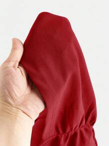 Maija Women's Red V-Neck Cold-Shoulder Camisole, Solid Color Ruched Asymmetric Hem Side Slit Fashionable Versatile Casual Blouse For Urban, Business Casual - Red - View 9