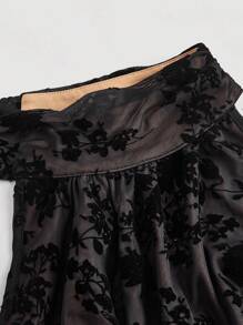 SHEIN MOD 女式无袖时尚修身迷人立领蝴蝶褶饰系带杏色衬衫、秋季上衣、女式工作上衣、俱乐部上衣、职业上衣、秋装 - 黑色 - 查看 4