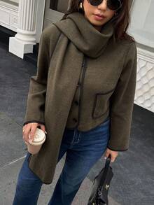 Plus Size Jackets - Army Green - View 4