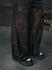 AXEPEAK 男士休闲时尚街头宽松口袋裤，秋季 - 黑色 - 查看 4