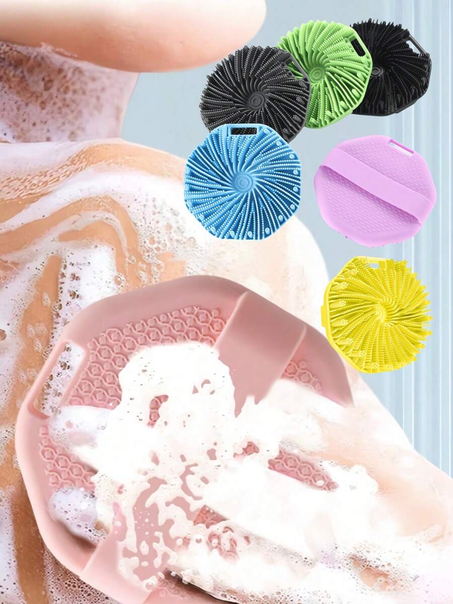 1 pieza Cepillo corporal de silicona de gran tamaño, apto para piel sensible, exfoliante corporal, cepillo de ducha antideslizante, cepillo corporal de silicona para ducha, efectivo para la exfoliación de la ducha, masaje suave, accesorios de baño, vuelta al colegio - Multicolor - Ver 1