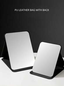 1 buc Oglindă de machiaj simplă pentru baie, Oglindă portabilă pentru birou, Oglindă cu suport pentru birou, Oglindă cosmetică portabilă, Oglindă de masă reglabilă, Oglindă pentru masă de toaletă pentru cămin studențesc, Decorațiune pentru casă, Decorațiune pentru cameră, Accesoriu de baie Decor pentru baie Organizator de machiaj de vară Accesorii de baie Înapoi la școală