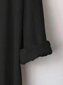 SHEIN JORESS Áo sơ mi dài tay màu đen thanh lịch, thoải mái cho mùa xuân, cỡ lớn - màu đen - Xem 5