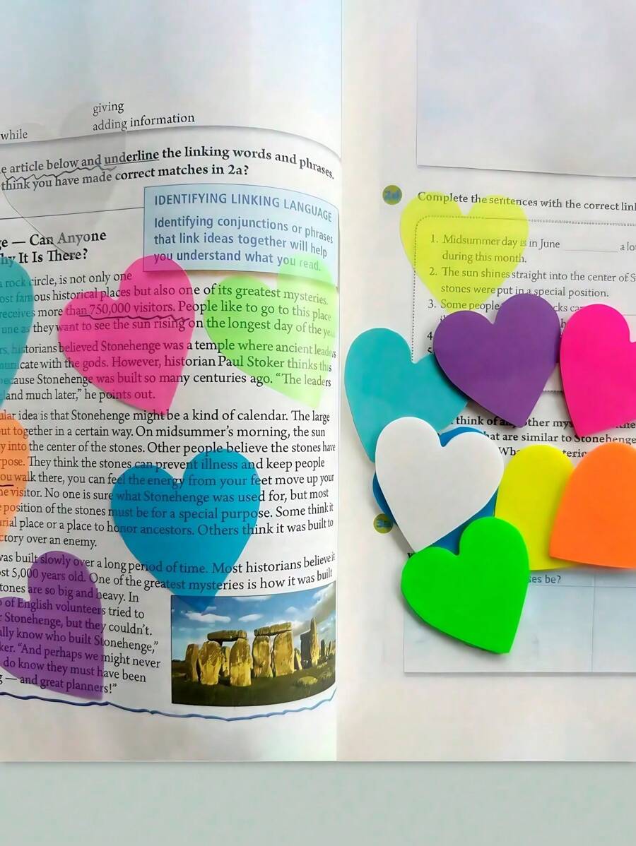 160 Heart - Shaped Transparent Waterproof Stickers, Translucent Bookmark Page Index Stickers, Wrong - Answer Sticky Notes, Office And School Stationery. - Multicolor - View 1