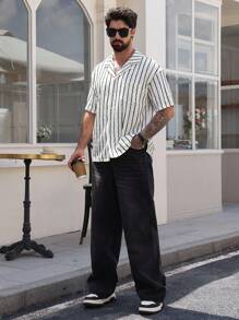 DAZY Chemise d'été pour hommes à motif géométrique rayé multicolore - Multicolore - Voir 5