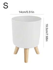 Bodenstehender runder Blumentopf mit Kräuter-Selbstbewässerungssystem, Drainage und Holzbeinen, Moderne Pflanzenpflege