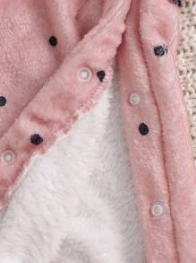 SHEIN 两件装女婴长袖连体衣，开裆立领设计，爱心波点印花，保暖内衬，防风，舒适柔软，休闲宽松弹力款，适合秋冬季节穿着。 - 粉色 - 查看 7