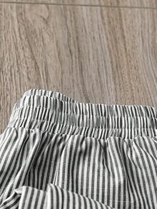 Rusticease Women's Casual Everyday Versatile Commute Striped Print Elastic Waist Loose Wide Leg Pants Striped Pants Elastic Waist Pants Linen Pants Pinstripe Pants Straight Leg Pants,Fall