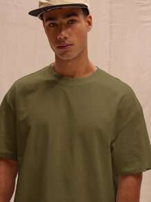 Musero Áo thun dáng rộng, thoải mái, đơn giản, thích hợp cho tủ đồ cơ bản nhiều lớp, phù hợp cho mùa xuân và hè. - xanh quân đội - Xem 4