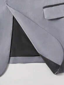 Manfinity Mode 男士双色翻领长袖西装外套和裤子休闲套装 - 灰色 - 查看 7