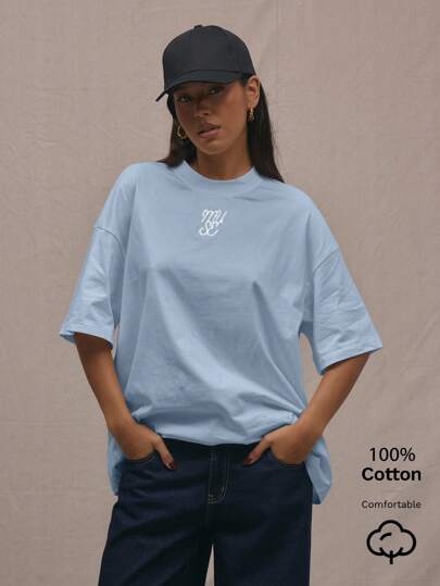 MUSERA Logo Crew Neck Oversized T-Shirt Casual Vacation Capsule Wardrobe Everyday Oversized Airport Winter  Fall