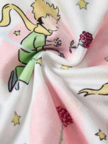 LE PETIT PRINCE X SHEIN 少女 2 双装 卡通人物彩虹印花蝴蝶结装饰文胸和宽松内裤套装 - 粉色 - 查看 3