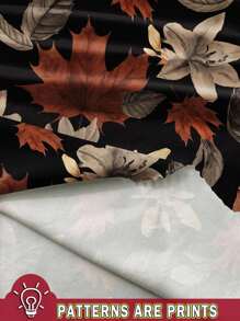 Mellowie Plus Size Casual Minimalist Leaf Print T-Shirt, Suitable For Summer Going Out, Fall Top