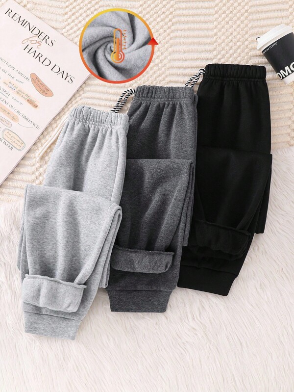 SHEIN Buy 2 Get 1 Free 3-Pack Tween Boy Casual Sports College Simple With Waist Rope Decoration High Cost Performance Multi-Pack Sweatpants Suitable For Kids Outfits Toddler Boy Clothes Back To School Boys Set Suitable For Birthday Parties, Evening Parties, Performances, Weddings, Baptisms, Opening Ceremonies Daily Suitable For Daily Use Suitable For School Suitable For Travel Suitable For Sports Joggers Sweat Pants Boys Track Pants  Kids Boy First Day Of School Suitable For Autumn And Winter Seasons Fall