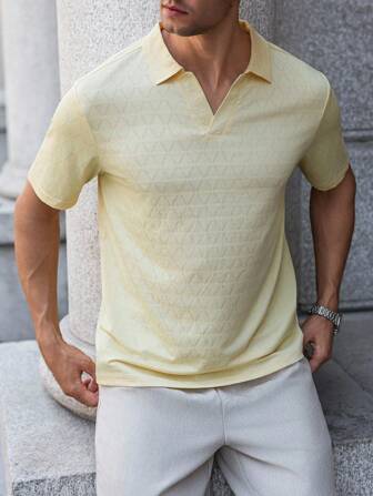 Manfinity Bizformal Chemise polo décontractée à manches courtes de couleur unie pour hommes, idéale pour les trajets quotidiens