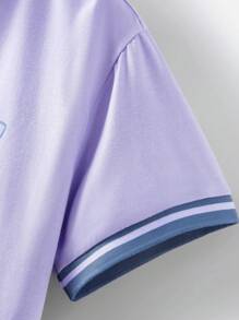 JNSQ T-shirt à manches courtes de sport décontracté pour la rentrée scolaire, T-shirt en coton à col ras-du-cou nervuré avec couleur contrastée pour enfants