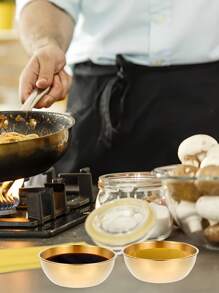 3/5/12 件不锈钢金色蘸酱托盘套装、寿司、炸鸡、番茄酱、烧烤酱碟、黄油碟、调味盘、牛排酱碗、莎莎酱碟、奶酪蘸酱碗、厨房配件（金色，3.2 英寸宽） - 金色 - 查看 17