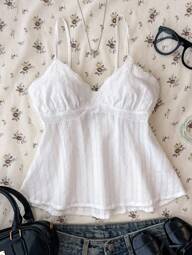 Teen Girls' Pink Lace Camisole, Elegant Solid Color Lace Trim Camisole, Suitable For Summer, Vacation, Casual, Home, BM Style