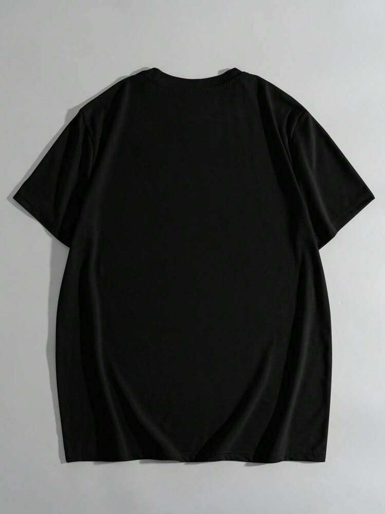 Manfinity Dauomo 个性街头数码印花短款男士圆领短袖T恤 - 彩色 - 查看 2