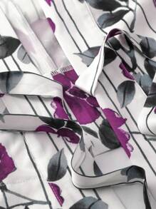 Irokai 日本女性传统花卉印花和服浴衣，夏季节日 - 紫色 - 查看 8