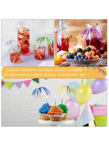 20/50/100 buc bețișoare cu ciucuri și sclipici colorate pentru cocktailuri, tăvi cu fructe, torturi, zile de naștere, nunți, sărbători, decor de masă, reuniuni acasă, petreceri tematice, accesorii de bucătărie, decor de grădină în aer liber