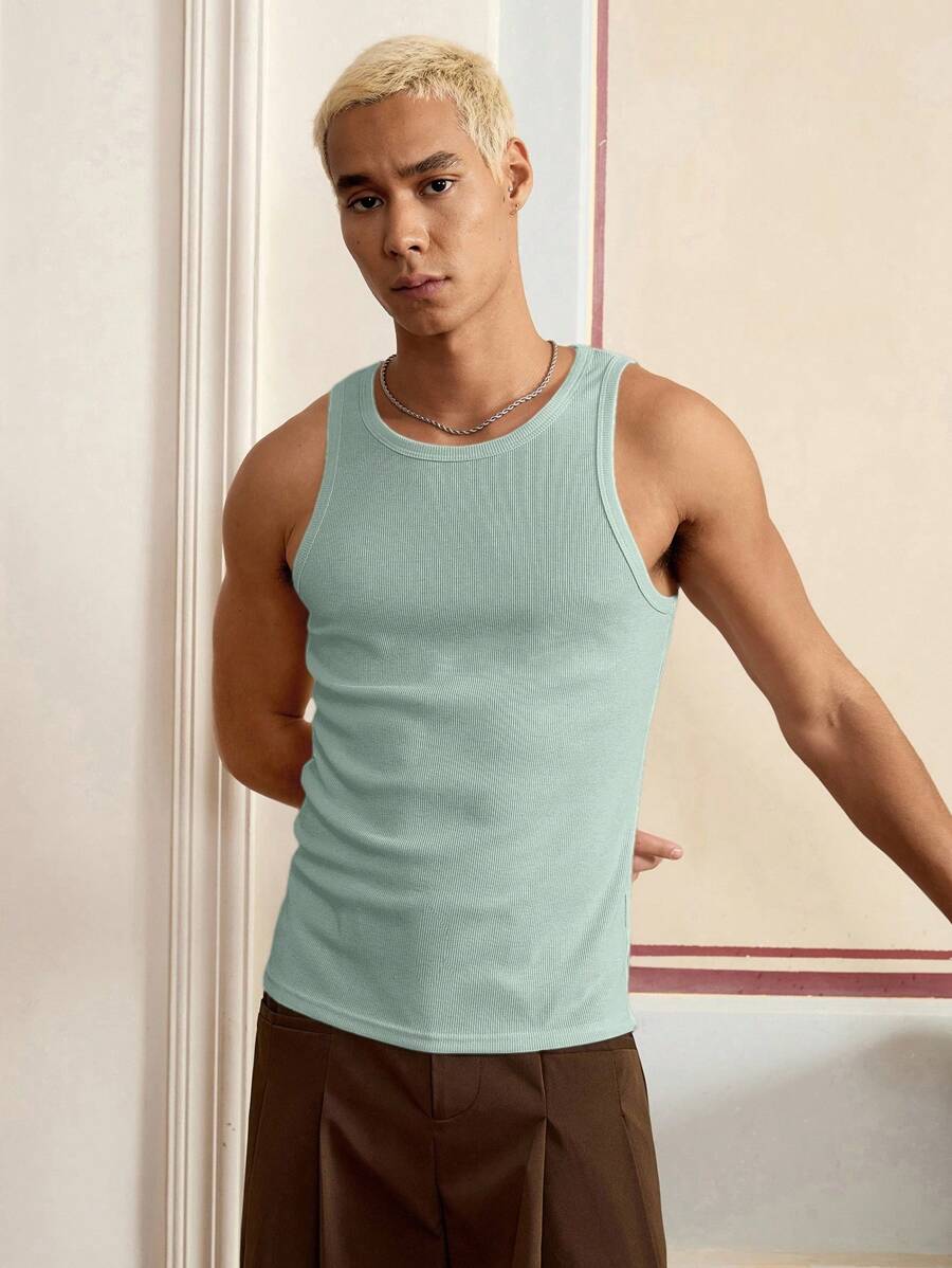 SWAVVY Áo lót bó sát tối giản, thời trang nam cỡ tiêu chuẩn, đa năng và chất liệu - màu xanh lá - Xem 1