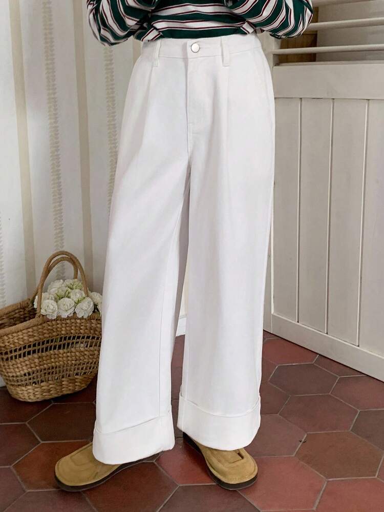 DAZY 青少年女孩休闲牛仔裤 - 白色 - 查看 6