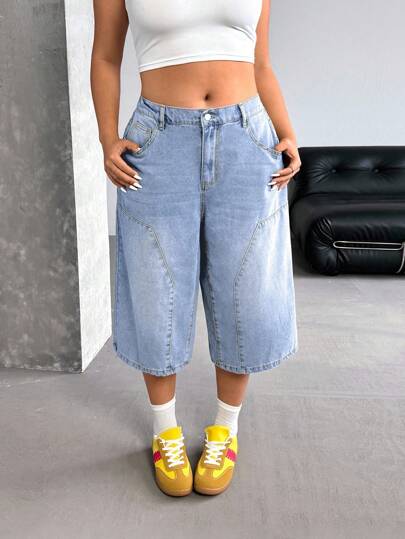 Rivivi 复古水洗宽松七分牛仔裤